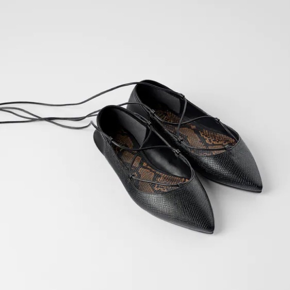 ZARA lace up pointy flats - Picture 1 of 3